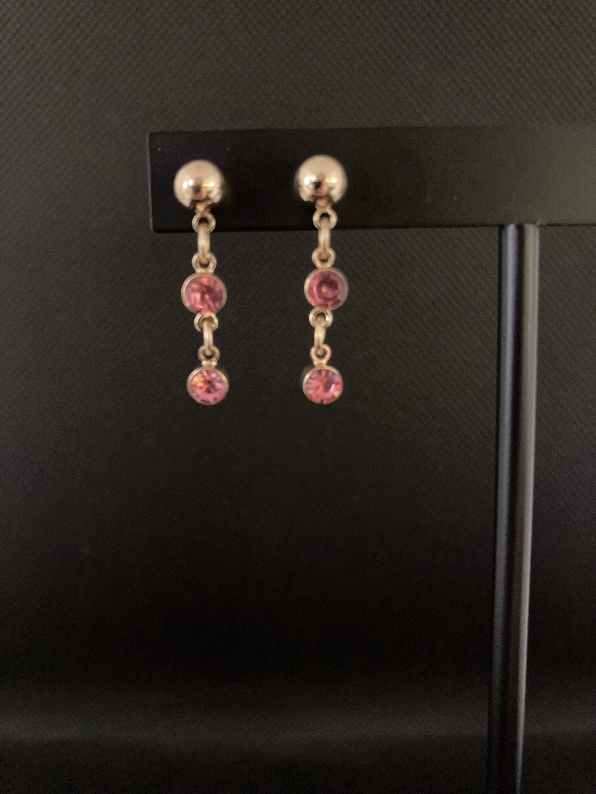 Strass roze - fijne oorbellen