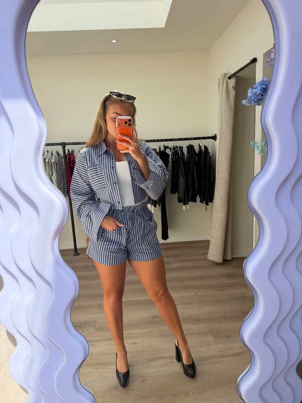 Striped two piece blauw