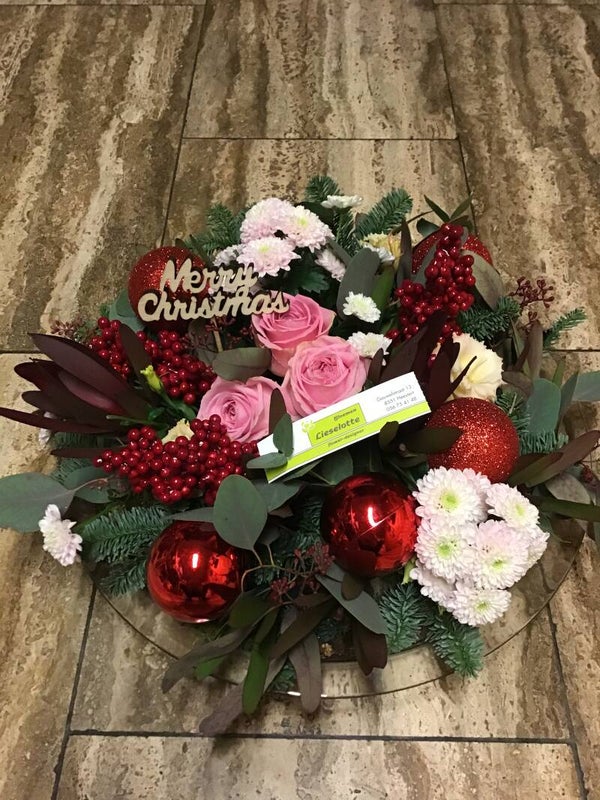 Roze kerststuk