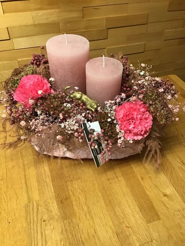 Roze tinten met kaars