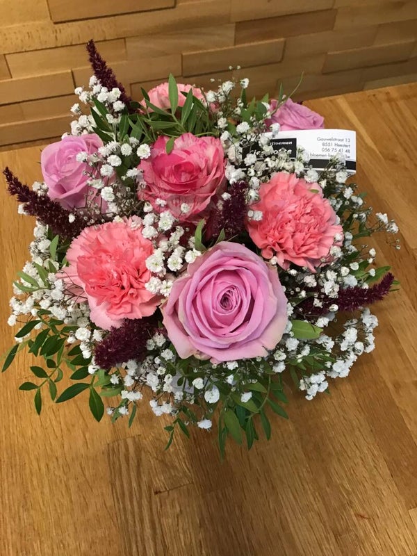 Bloemstuk roze/wit