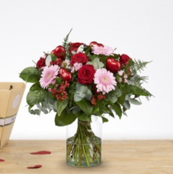 Rood-Roze boeket met hartjes