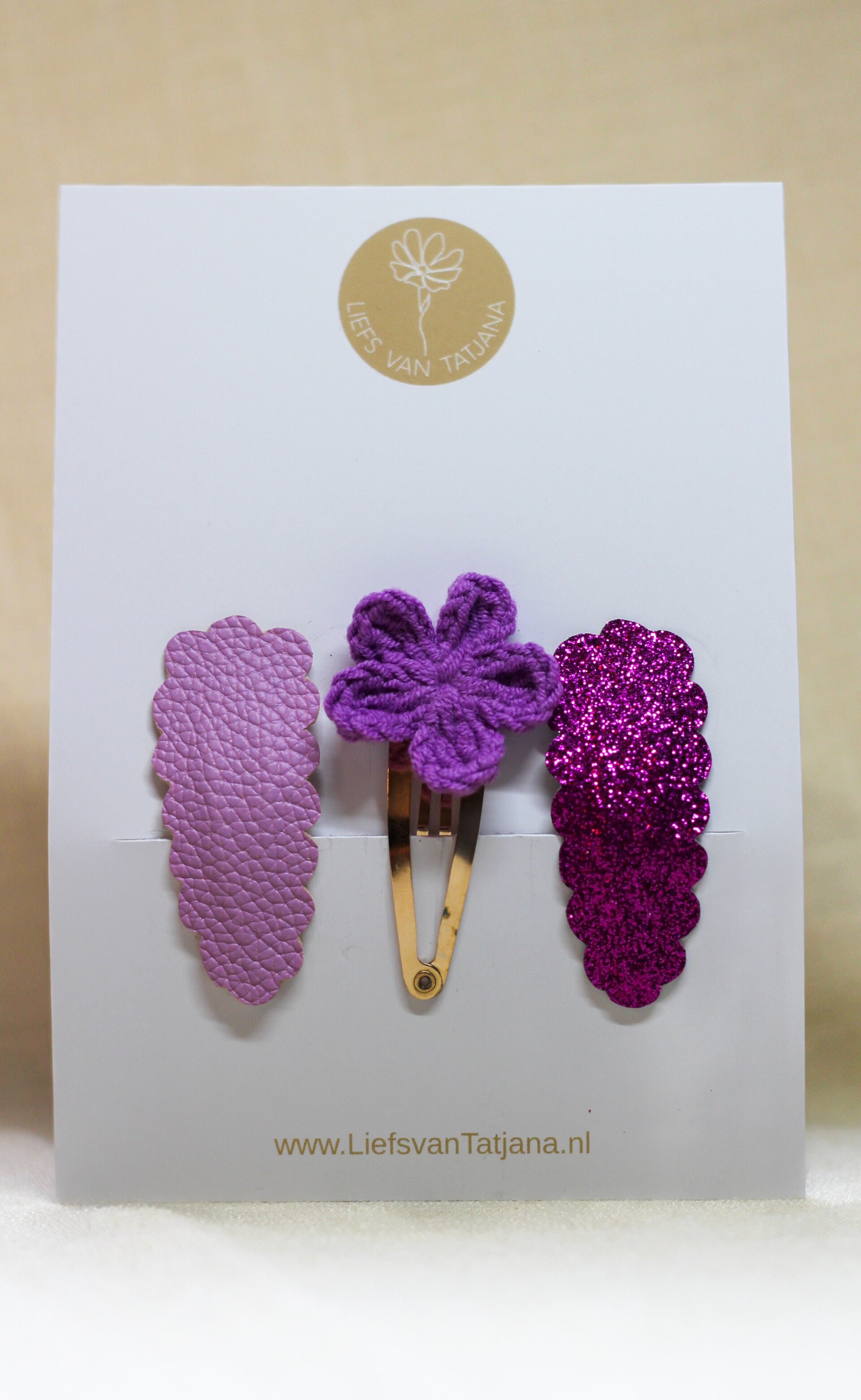 cadeauset klikklak leer paars