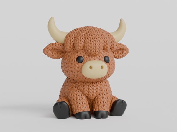 3D Knitted animal 'highland cow'