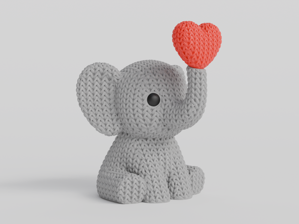 3D Knitted animal 'olifant met hartje'