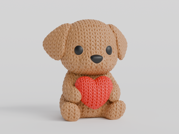 3D Knitted animal 'hond met hartje'