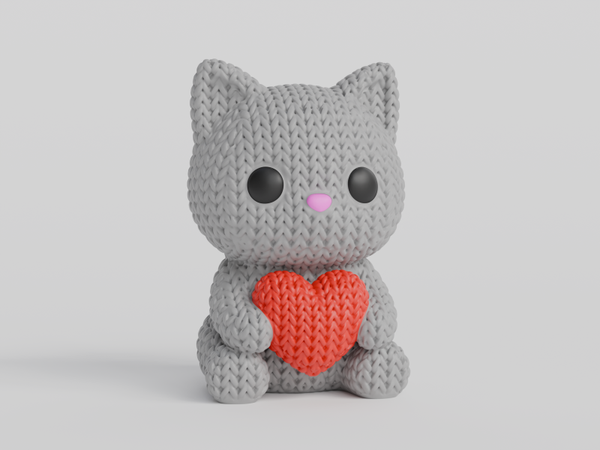 3D Knitted animal 'poes met hartje'