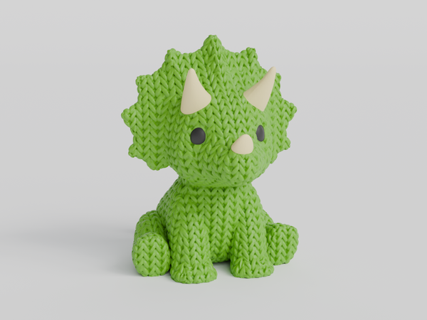3D Knitted animal 'dino triceratops'