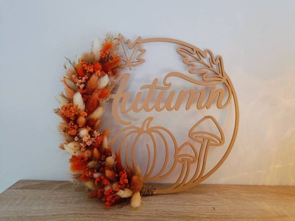 Ring 'autumn' met droogbloemen