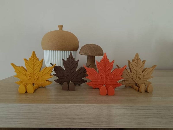 3D zittend herfstblaadje