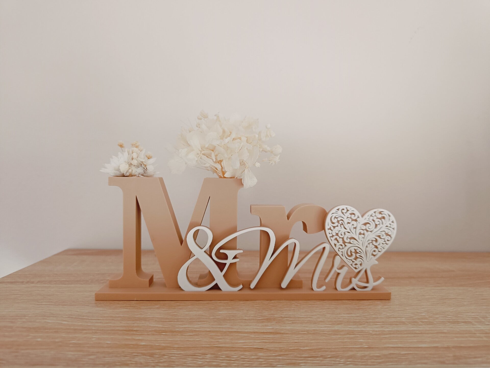 3D 'Mr en Mrs' met droogbloemen