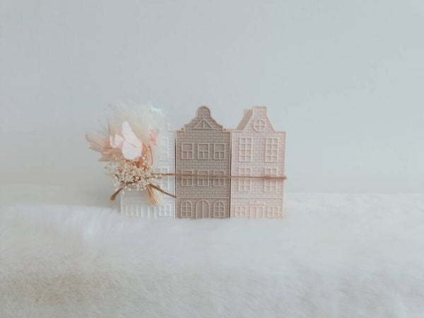 3D Huisjesrij set 3 stuks roze