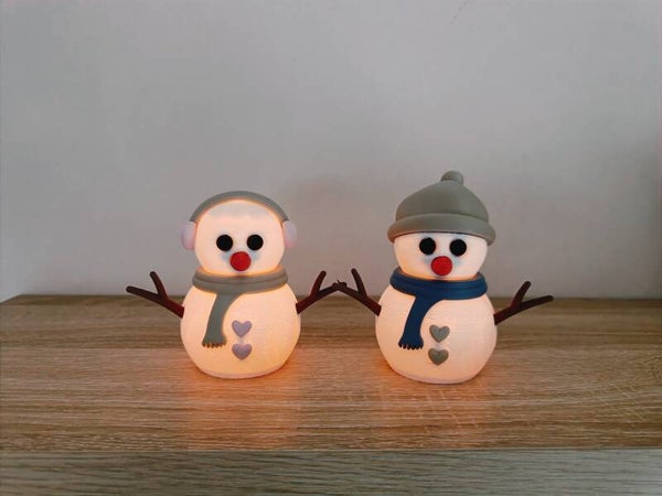 3D Sneeuwpop roze en blauw