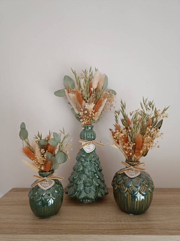 Glanzend groen vaasjes trio