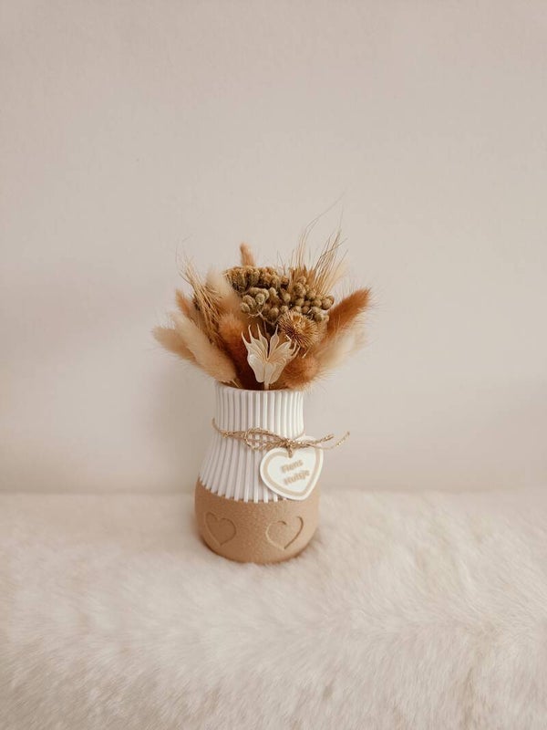 2 kleurig 3D vaasje met droogbloemen