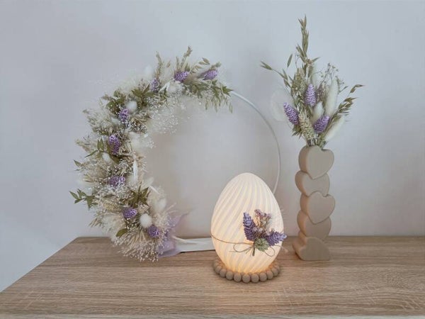 Ring droogbloemen wit/lila