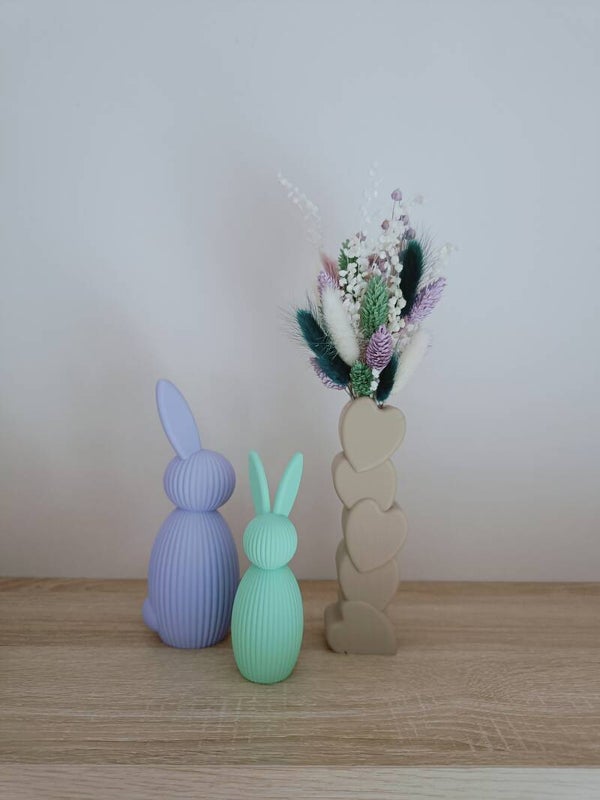 3D hartjesvaas 'mint' met droogbloemen