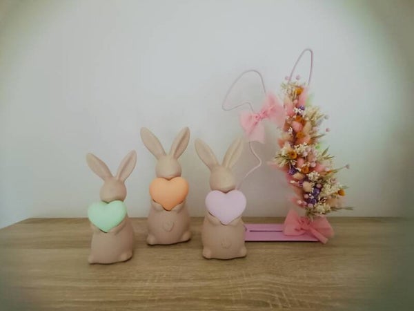3D Paashaas beige met gekleurd hart
