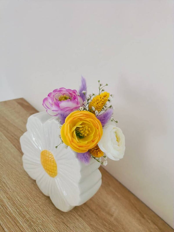 Madelief bloempotje lila/geel