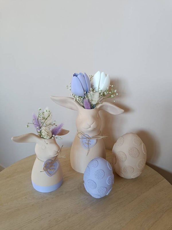 3D vaas konijn beige/lila