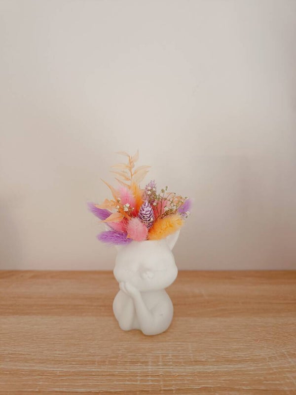 3D konijntje met droogbloemen