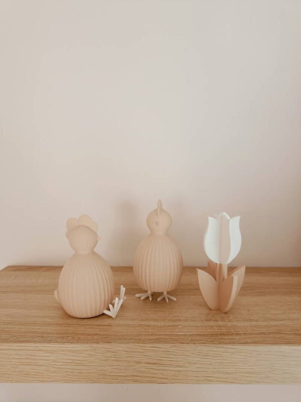 3D kip met pootjes beige