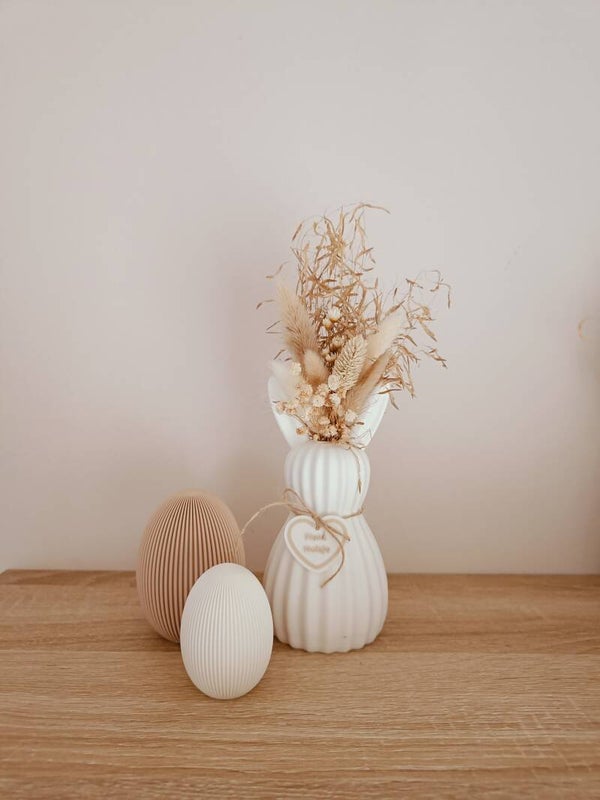 3D Set 'bunny' vaas wit met 2 eitjes