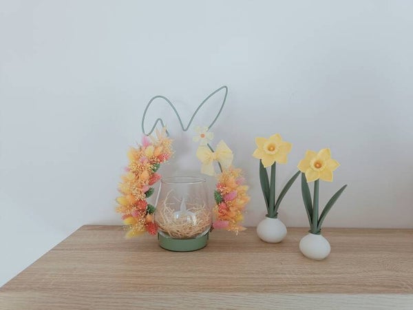 Staander konijn met theelicht 'peach'