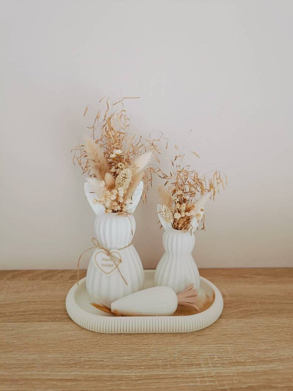 SETPRIJS! Bunny vaasjes wit/beige