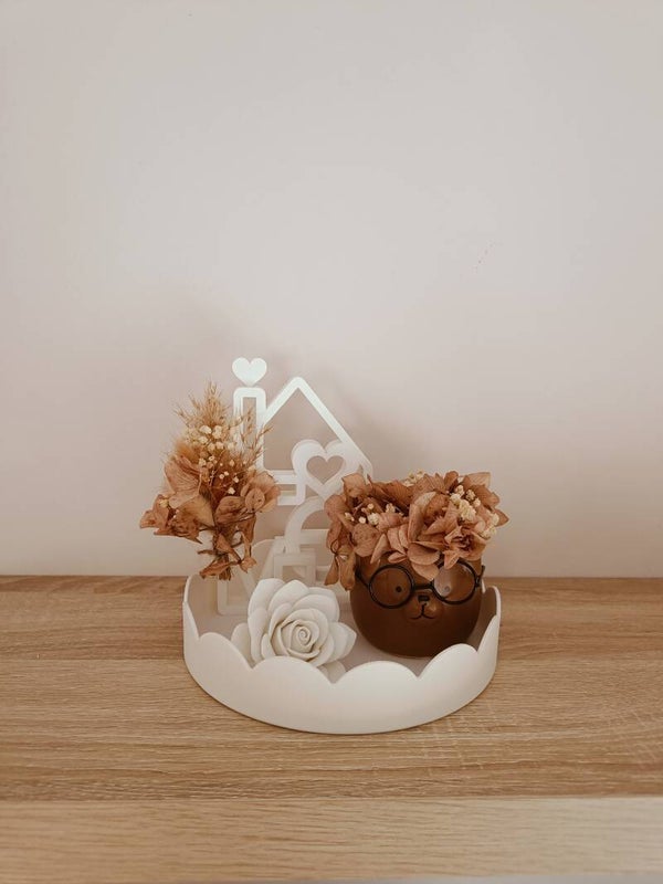 SETPRIJS! Ronde schaal met hondje en huisje