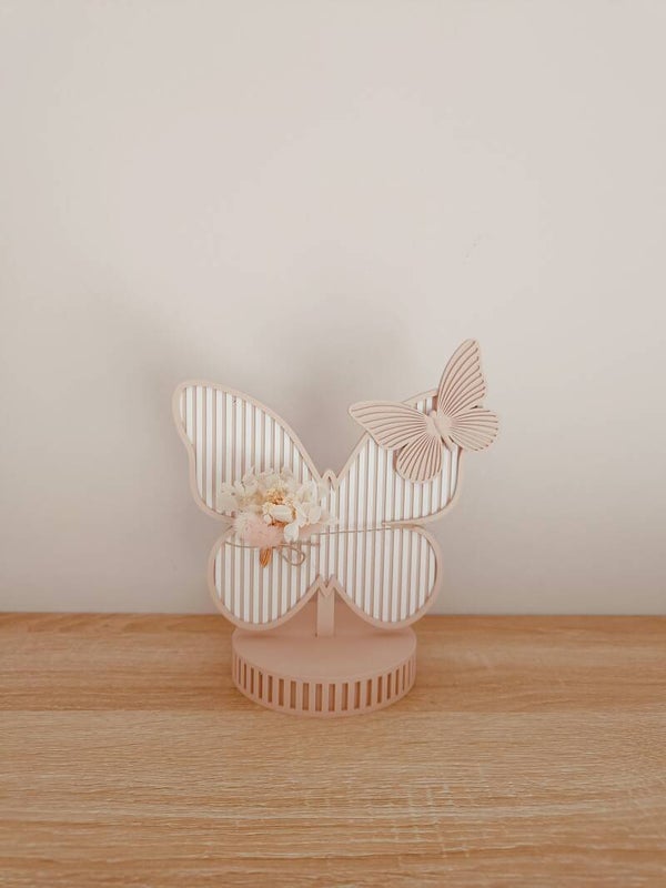 3D Staander vlinder met droogbloemen