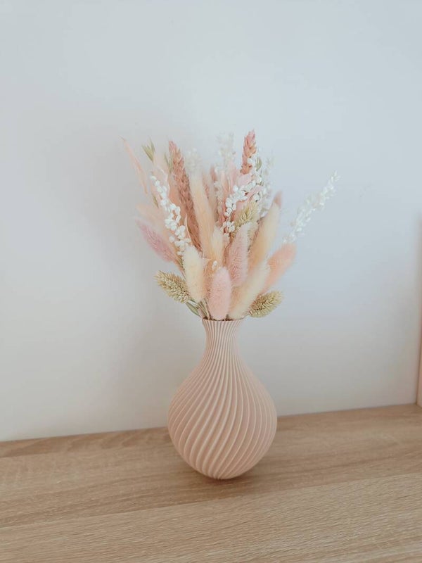 Vaasje 'lucinda' beige met droogbloemen