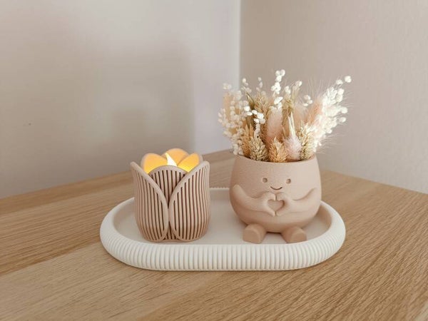 SETPRIJS Set beige met bloempotje