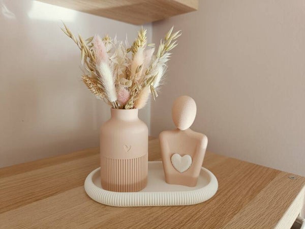 3D SET vaas en borstbeeldje 'beige'
