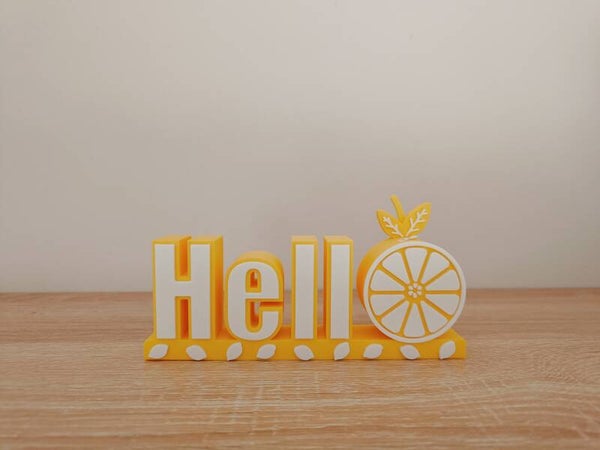 3D tekst 'Hello' citrus