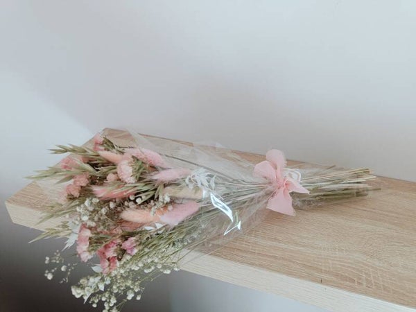 Droogbloem boeket peach/roze