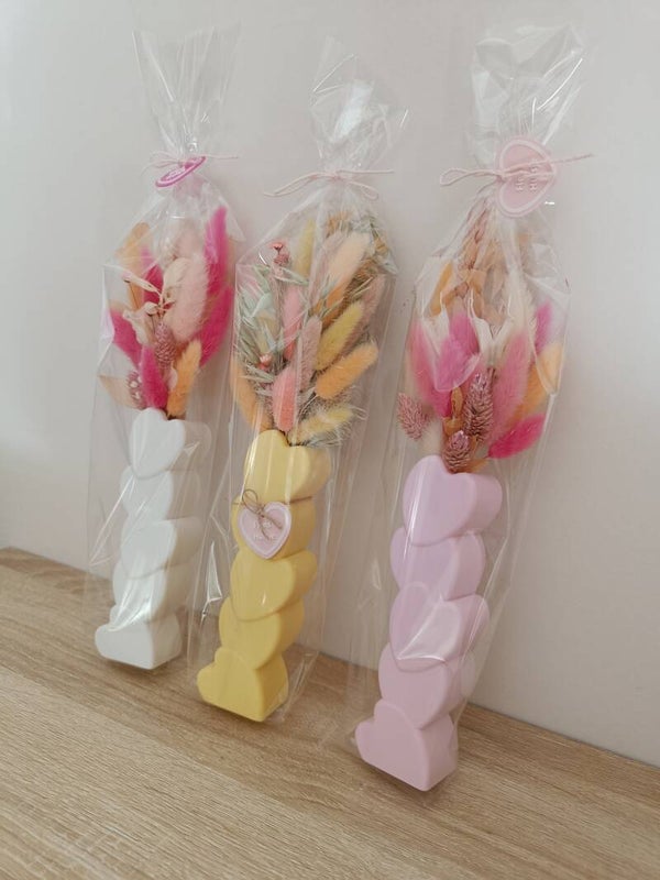 3D Hartjesvaas met droogbloemen