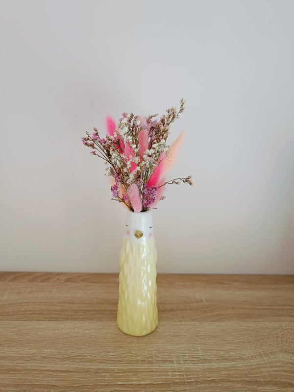 Hoge vaasje 'bird' met droogbloemen