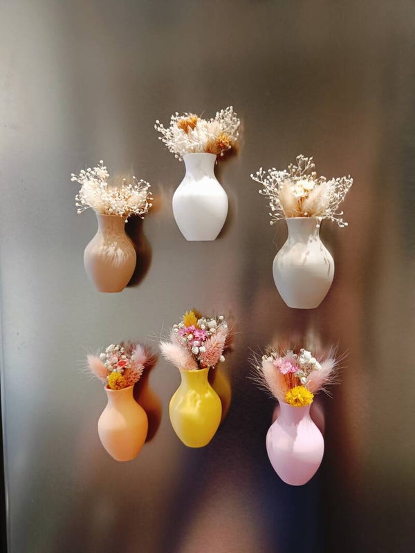 3D Magneetvaasjes met droogbloemen