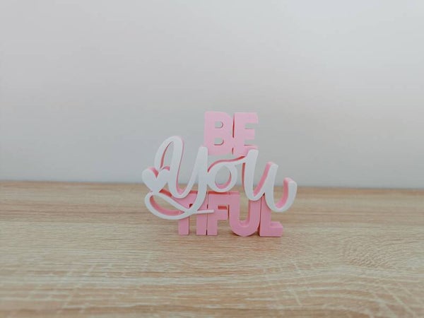 3D Wordpop 'Beyoutiful' roze