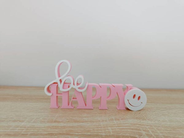 3D Wordpop 'Be Happy' roze