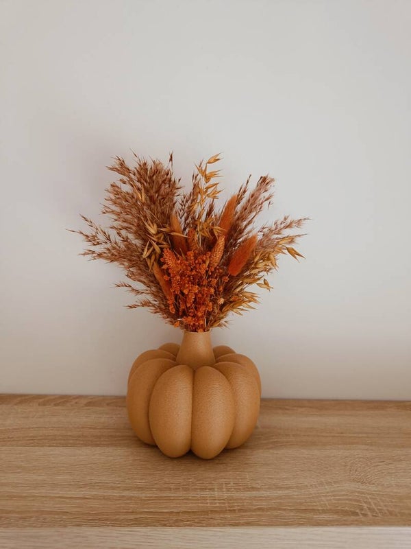 3D Pompoenvaas met droogbloemen L
