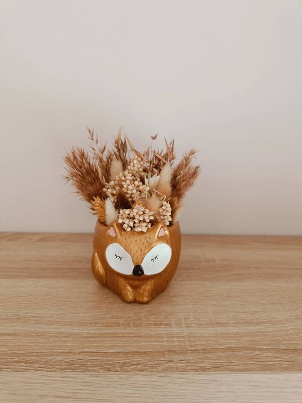 Potje vos goud met droogbloemen