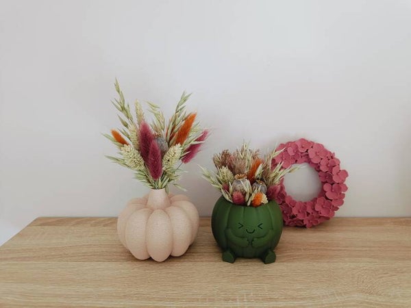 3D Pompoenvaas M beige met droogbloemen