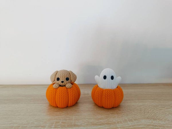 3D 'Knitted' hondje in pompoen