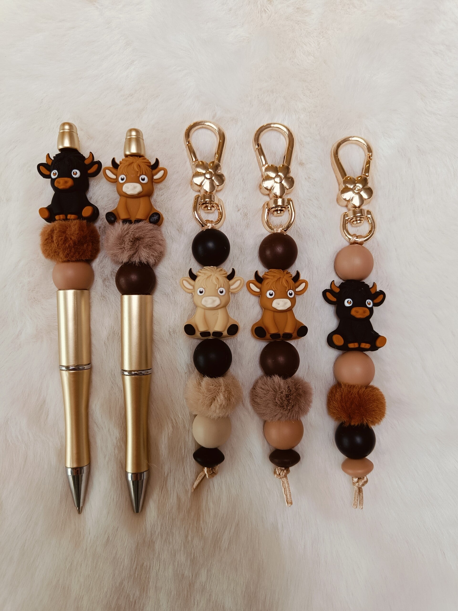 Sleutelhanger en pen Highland cow