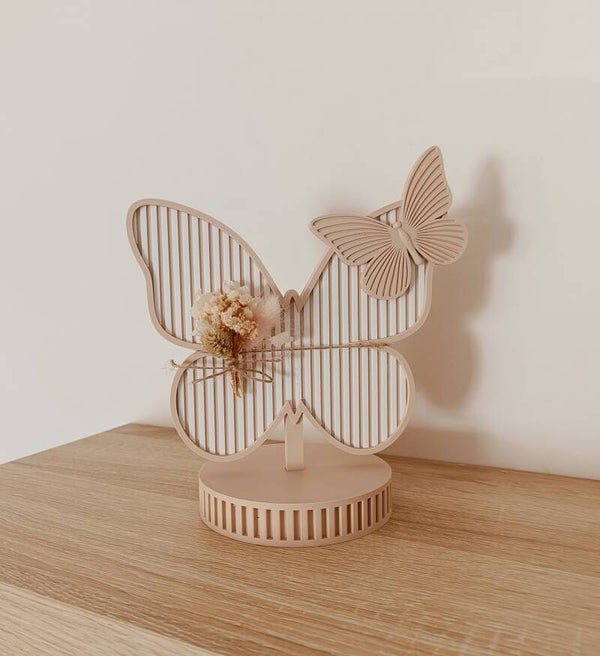 3D Staander vlinder met droogbloemen