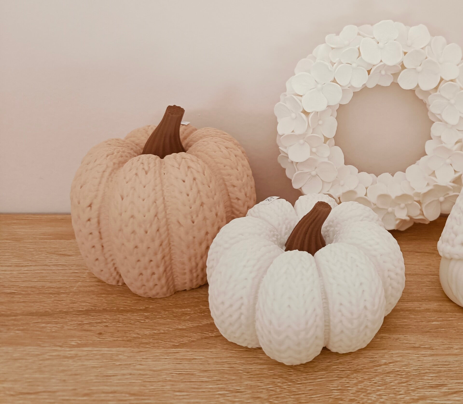 SET 2 pompoenen 'wit/beige'