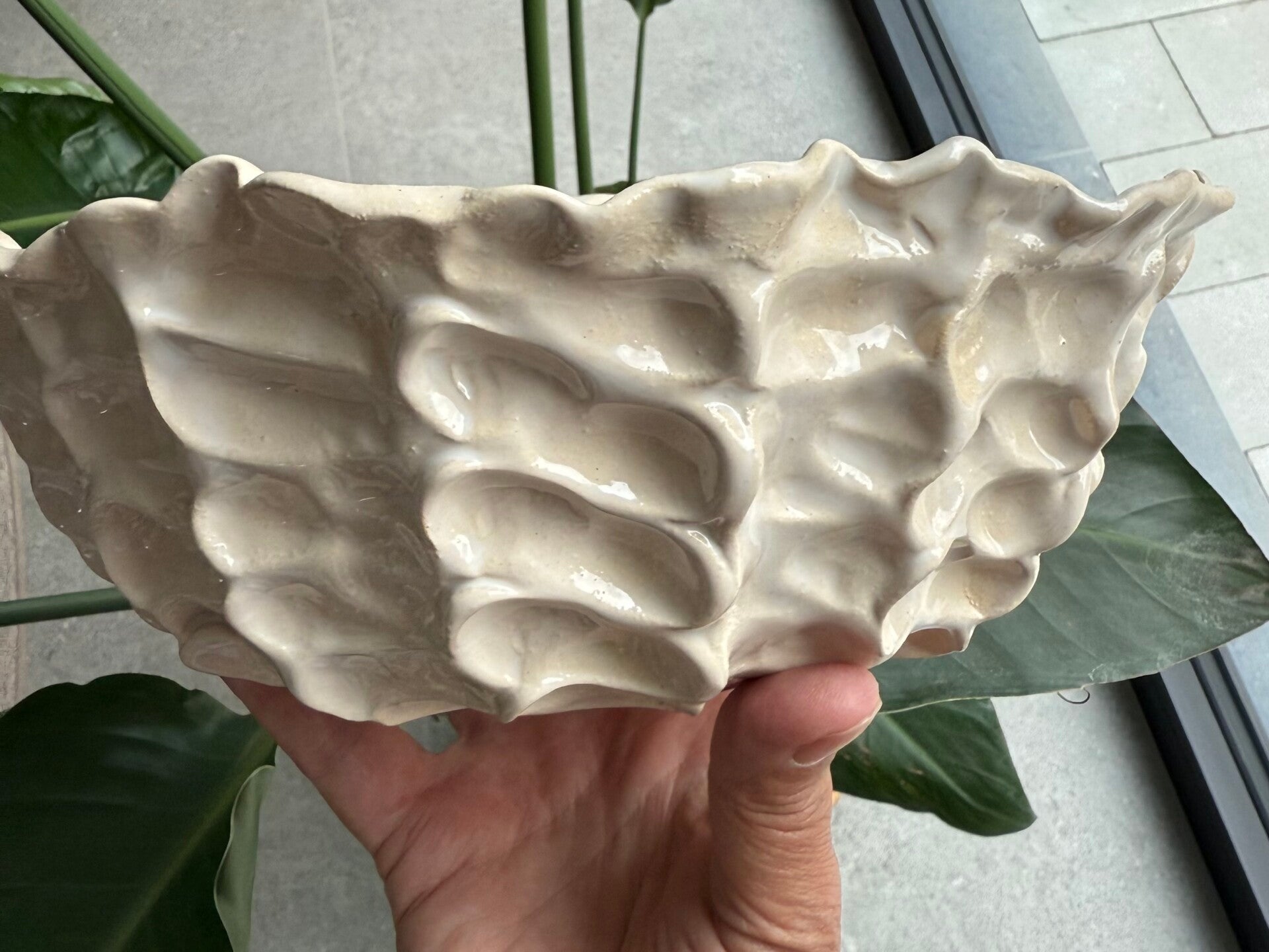 Schelp schaal - roomwitte glazuur