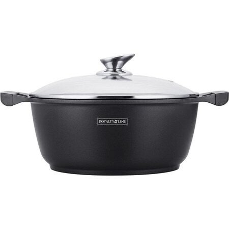 Royal Cuisine - 32 CM Soeppan / Braadpan - Geschikt voor ALLLE WARMTEBRONNEN - Inductie Gas Keramisch - met Glazen afdekplaat - zwart NIEUW!   Aanbieding! Royal Cuisine – 32 CM Soeppan / Braadpan – met Glazen afdekplaat – zwart NIEUW!